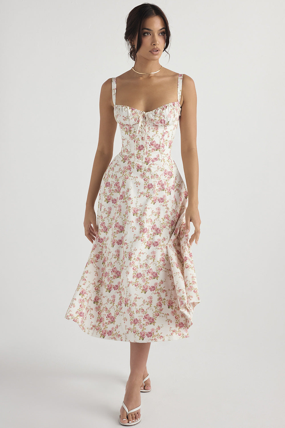 Women's Midi Dress | Floral Print | A-Line | Side Slit | Summer
