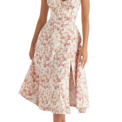 Women's Midi Dress | Floral Print | A-Line | Side Slit | Summer