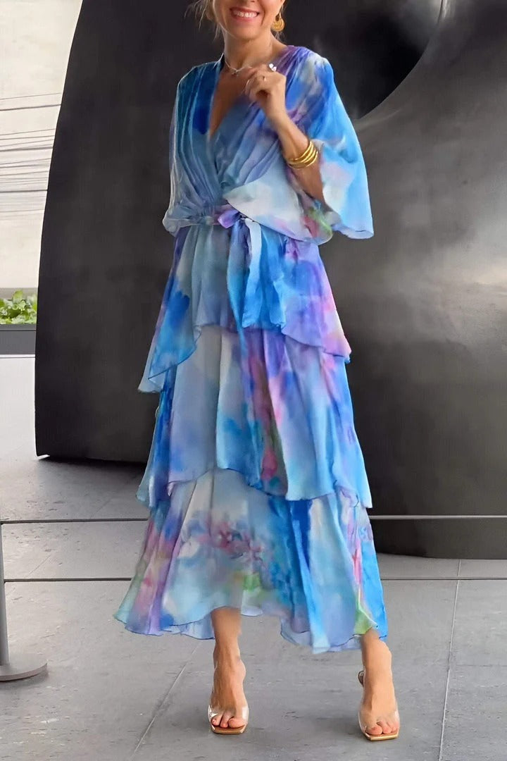 Women's Midi Dress | Print | V-Neckline | Summer