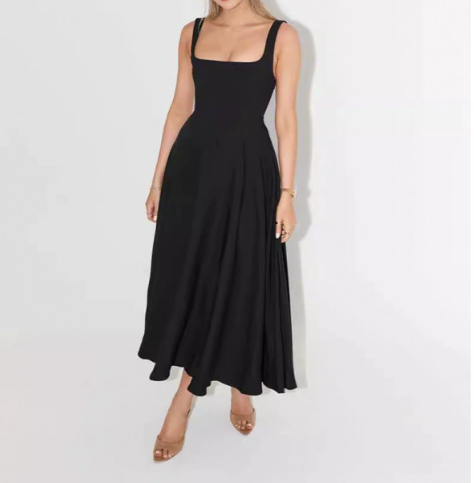 Women's Midi Dress | Sleeveless | Summer - Black