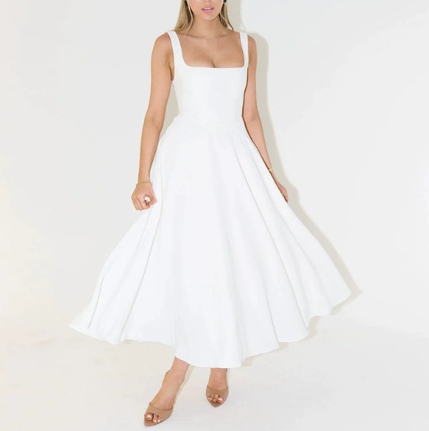 Women's Midi Dress | Sleeveless | Summer - White