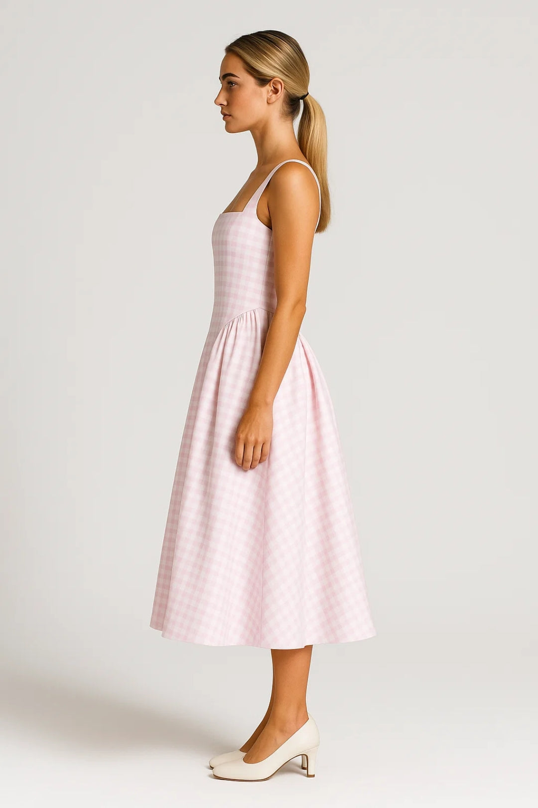 Women's Midi Dress | Strapless | Plaid Pattern | Summer