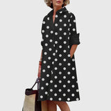 Women's Midi Dress with Pockets - Relaxed Elegance | Spring - Black/White