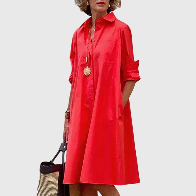 Women's Midi Dress with Pockets - Relaxed Elegance | Spring