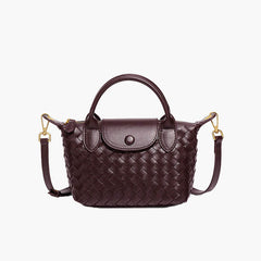 Women's Mini Bag | Woven Leather | Portable - Brown