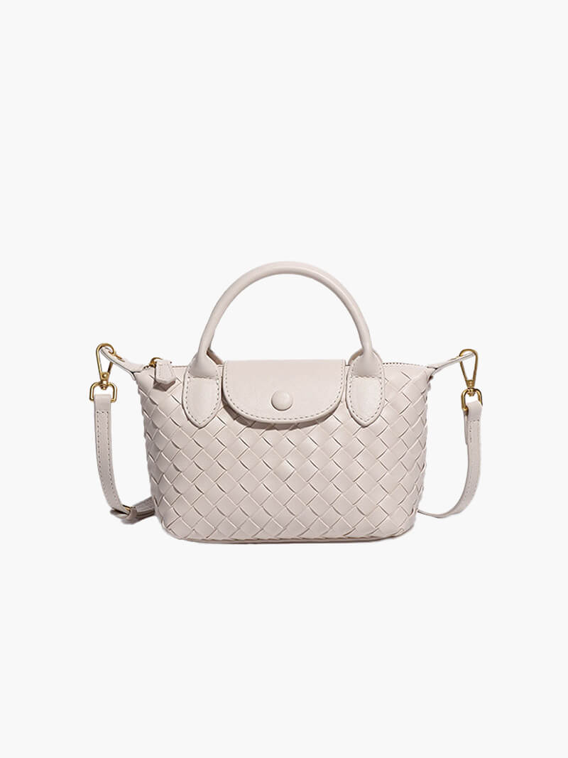 Women's Mini Bag | Woven Leather | Portable - White