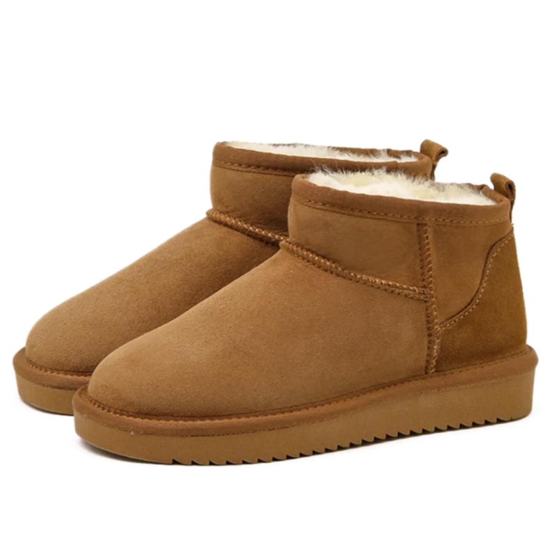 Women's Mini Boots - Fleece-Lined Winter Boot - Khaki