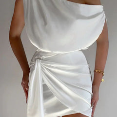Women's Mini Dress | One Shoulder | Wrap | Summer