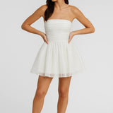 Women's Mini Dress | Strapless | Tulle Skirt | Summer - White