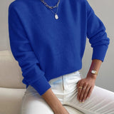 Women's Mock Neck Relaxed Knit Sweater - Everyday Comfort | Autumn - Blue