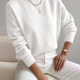 Women's Mock Neck Relaxed Knit Sweater - Everyday Comfort | Autumn - White