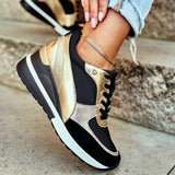 Women's Modern Sneakers with Cushioned Comfort - Everyday Style - Gold