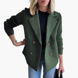 Women's Multi-Button Blazer | Ribbed Sleeves | Bold | Autumn - Green