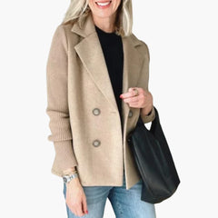 Women's Multi-Button Blazer | Ribbed Sleeves | Bold | Autumn - Khaki