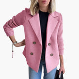Women's Multi-Button Blazer | Ribbed Sleeves | Bold | Autumn - Pink