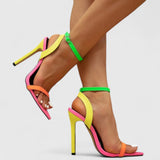 Women's Multicolor Stiletto Heels - Bold Color Block Design | Summer - Multicolor