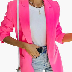 Women's Notch Collar Blazer | Single Button | Tailored | Autumn - Pink