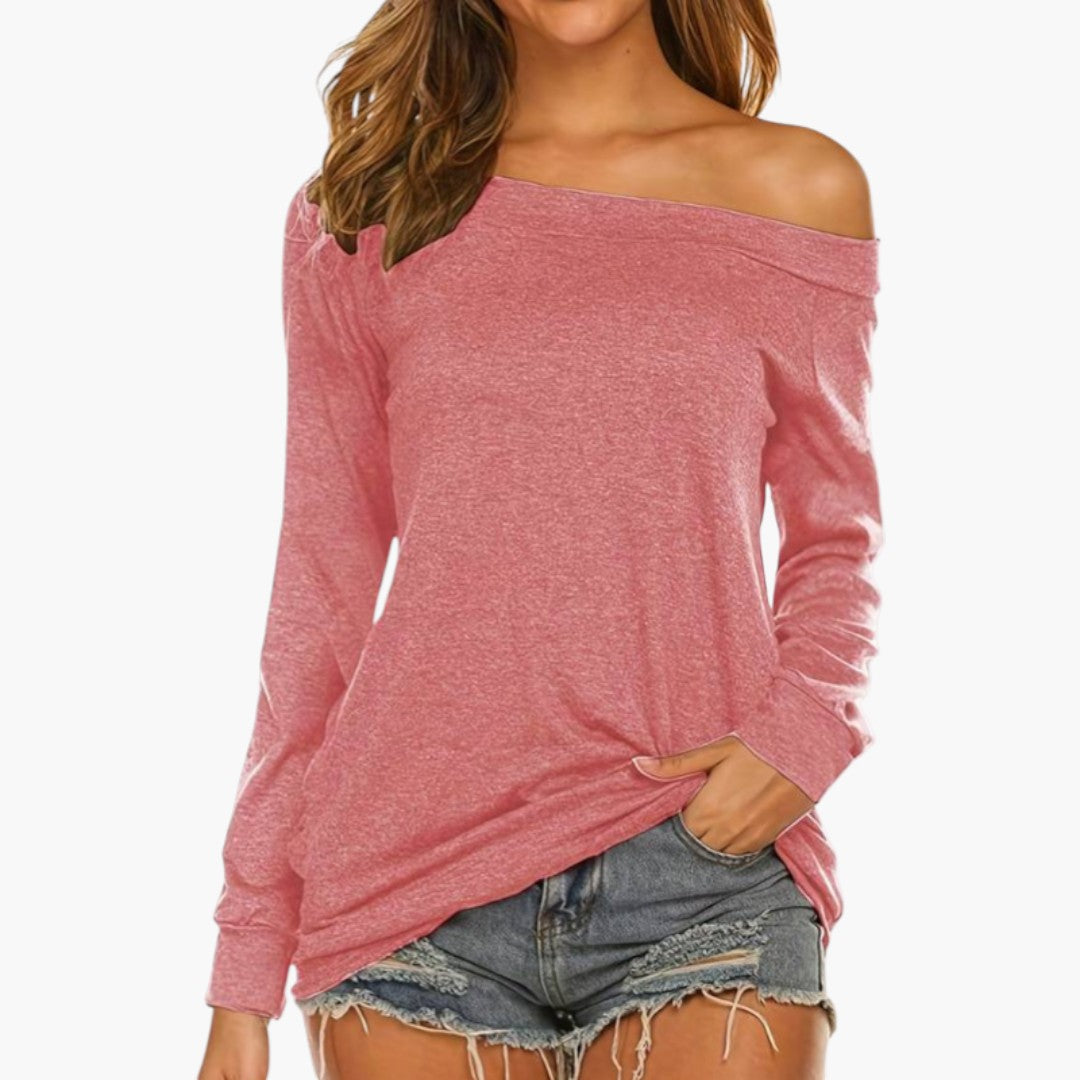 Women's Off-Shoulder Blouse | Long Sleeves | Summer - Pink