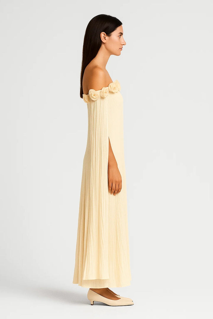 Women's Off-Shoulder Dress | Midi Length | Cream | Summer