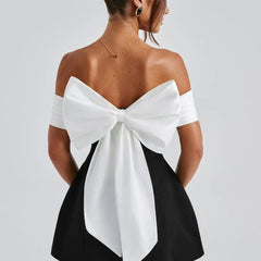 Women's Off-Shoulder Dress | Slim Fit | Short | Summer - Black