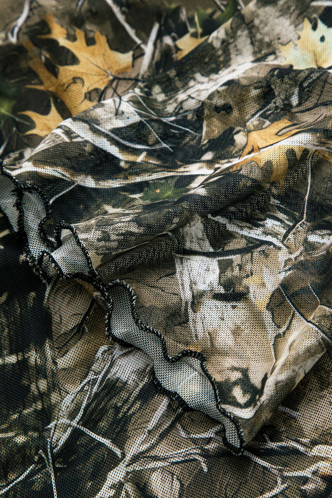 Women's Off-Shoulder Mesh Top - Camouflage Print | Autumn