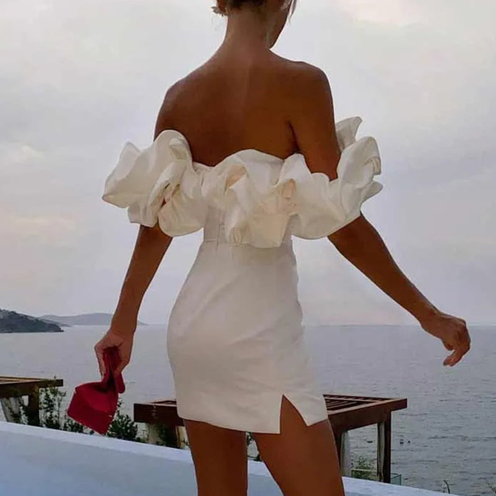 Women's Off-Shoulder Ruffle Mini Dress - Wedding Guest | Summer