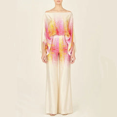 Women's Off-Shoulder Satin Jumpsuit Set | Glamorous Evening | Summer - Rose