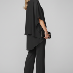 Women's Off-Shoulder Wide-Leg Jumpsuit - Flowing Evening Style