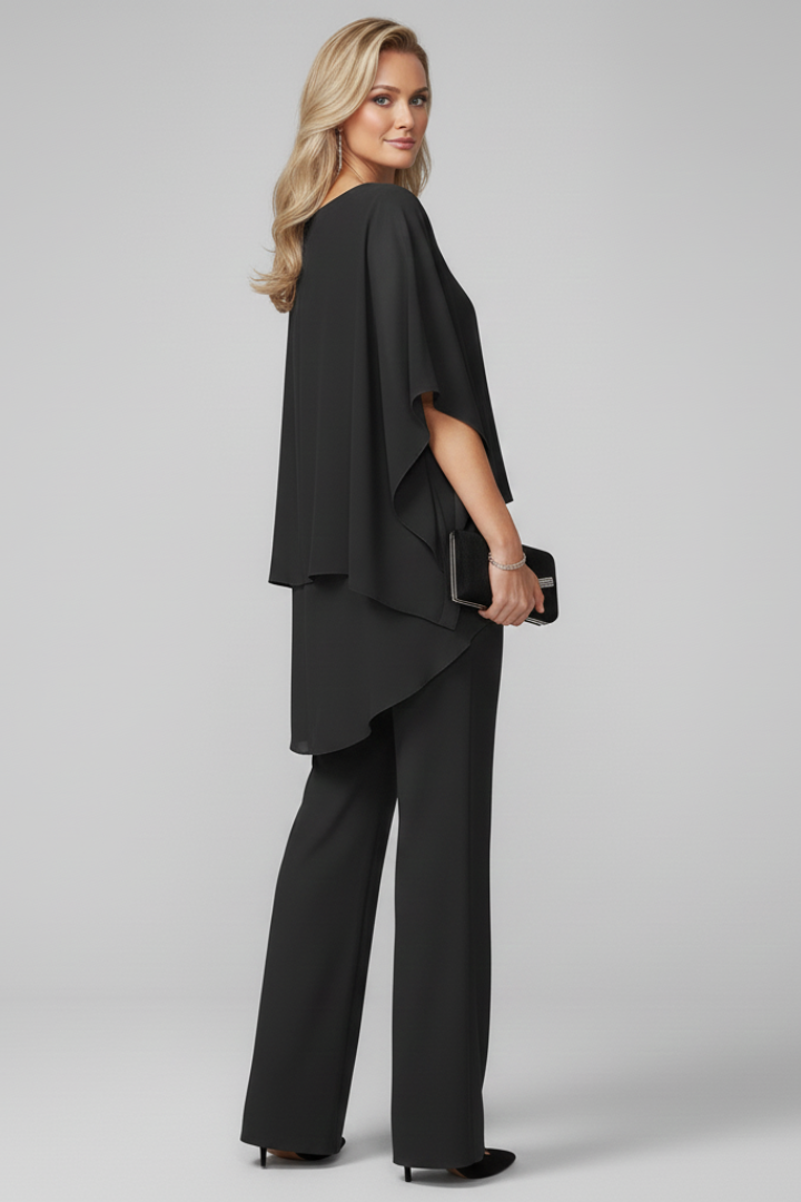 Women's Off-Shoulder Wide-Leg Jumpsuit - Flowing Evening Style