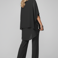 Women's Off-Shoulder Wide-Leg Jumpsuit - Flowing Evening Style