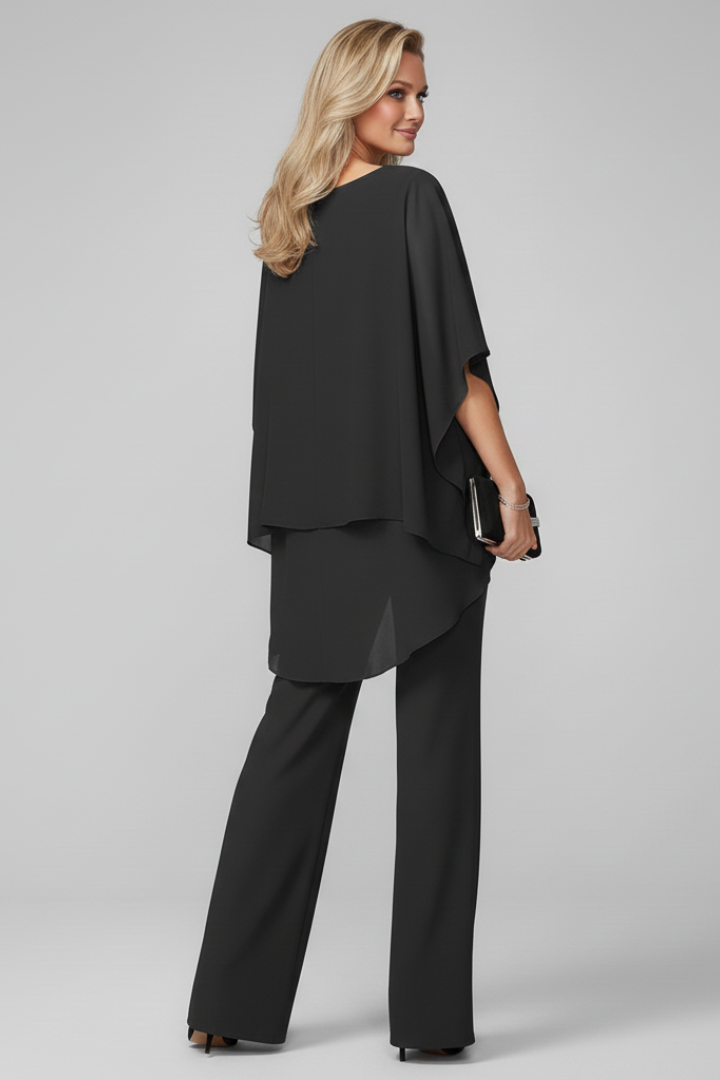 Women's Off-Shoulder Wide-Leg Jumpsuit - Flowing Evening Style