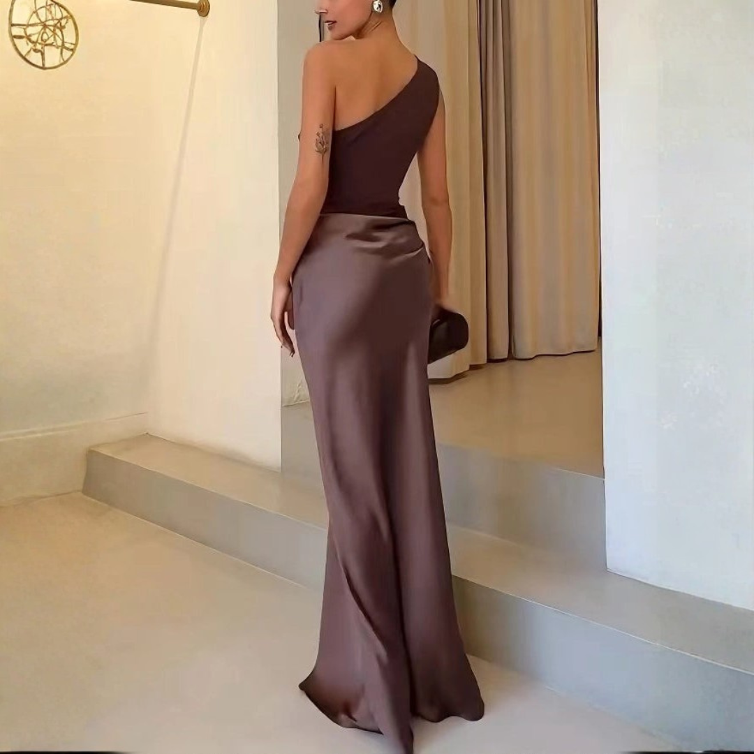Women's One-Shoulder Evening Dress - Elegant Asymmetric Gown | Summer