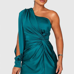 Women's One-Shoulder Maxi Dress - Elegant Evening Gown | Autumn
