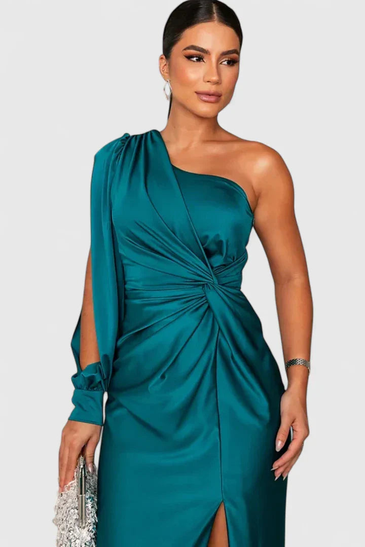 Women's One-Shoulder Maxi Dress - Elegant Evening Gown | Autumn