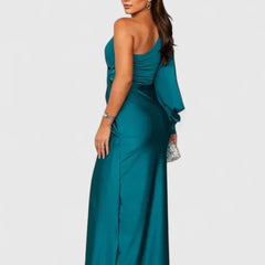 Women's One-Shoulder Maxi Dress - Elegant Evening Gown | Autumn