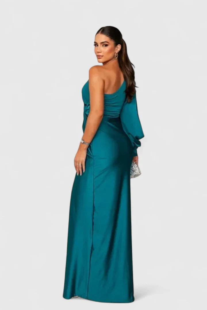 Women's One-Shoulder Maxi Dress - Elegant Evening Gown | Autumn
