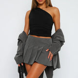 Women's One Shoulder Top | Ruched | Elegant | Summer - Black