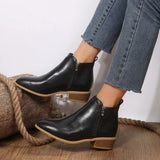 Women's Orthopedic Ankle Boots with Side Zipper - Black | Autumn - Black