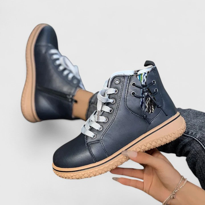 Women's Orthopedic Boots - Bohemian Knit Lace-Up | Autumn - Black