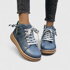 Women's Orthopedic Boots - Bohemian Knit Lace-Up | Autumn - Blue