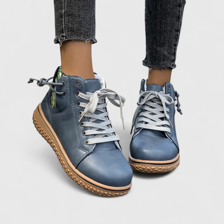 Women's Orthopedic Boots - Bohemian Knit Lace-Up | Autumn - Blue