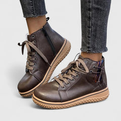 Women's Orthopedic Boots - Bohemian Knit Lace-Up | Autumn - Brown