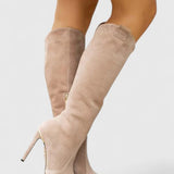 Women's Orthopedic Boots with Side Zipper - Pointed Toe | Autumn - Beige Suede
