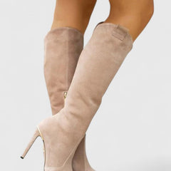 Women's Orthopedic Boots with Side Zipper - Pointed Toe | Autumn - Beige Suede