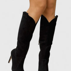 Women's Orthopedic Boots with Side Zipper - Pointed Toe | Autumn - Black Suede
