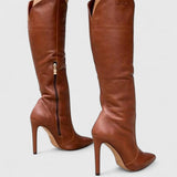 Women's Orthopedic Boots with Side Zipper - Pointed Toe | Autumn - Brown Leather