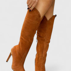 Women's Orthopedic Boots with Side Zipper - Pointed Toe | Autumn - Brown Suede