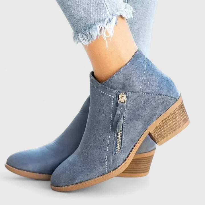 Women's Orthopedic Boots with Side Zipper - Supportive Comfort - Blue