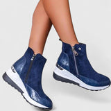 Women's Orthopedic Boots with Zipper - Comfortable Wedge Sole | Autumn - Blue