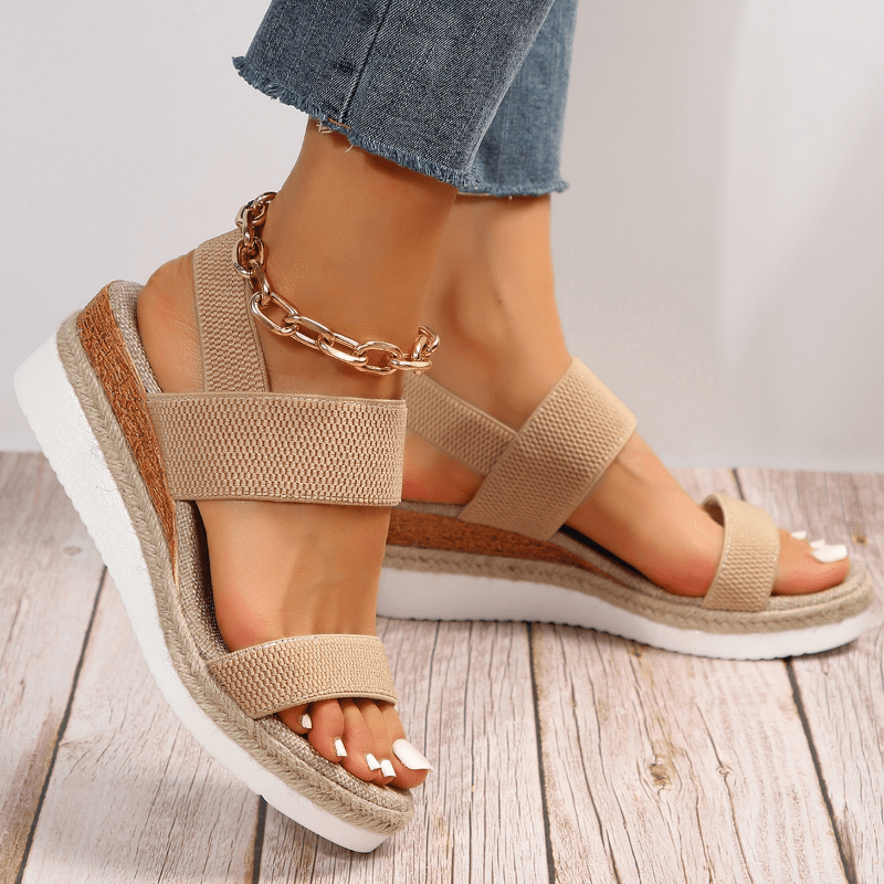 Women's Orthopedic Crossover Platform Sandals - Modern Summer Style - Brown